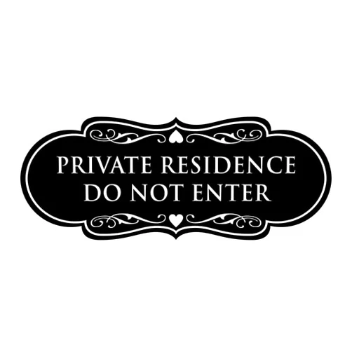Signs ByLITA Designer Private Residence Do Not Enter - Home Security Sign | No Trespassing (Black) - Small 2 Pack