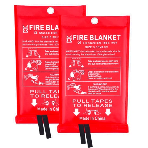 Afoosoo Emergency Fire Blanket for Home and Kitchen – 2 Pack 3.3x3.3ft Fiberglass Suppression Flame Retardant Safety Camping Blankets Emergency Extinguisher Survival Kit for House Office Fireplace Car
