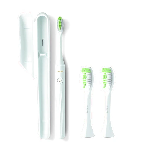 Philips Sonicare One Toothbrush, Electric Battery Powered Toothbrush with Sleek Travel Case and 2pk Brush Heads - Mint Blue, HY100/01