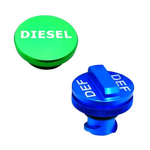 Ywdiml Car Diesel Fuel Cap, 2PCS Aluminium Alloy Magnetic Vehicle Diesel Fuel Cap & Non-Magnetic DEF Cover Combo Pack, Automotive Petrol Tank Lid, Compatible with 1500 2500 3500 Trucks