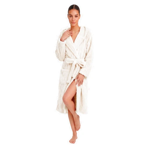 HEARTNICE Fuzzy Soft Robes for Women, Long Plush Hooded Robe Fluffy Warm Bathrobes