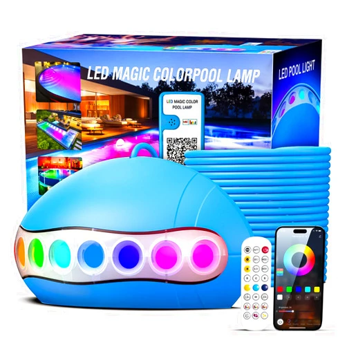 OSORD LED Pool Lights with APP Control, 18W Pool Lights for Inground Above Ground Pools RGB Music Sync Color Changing, Dimmable, IP68 Waterproof 12V Underwater Submersible Lights for Party, 32FT Cord