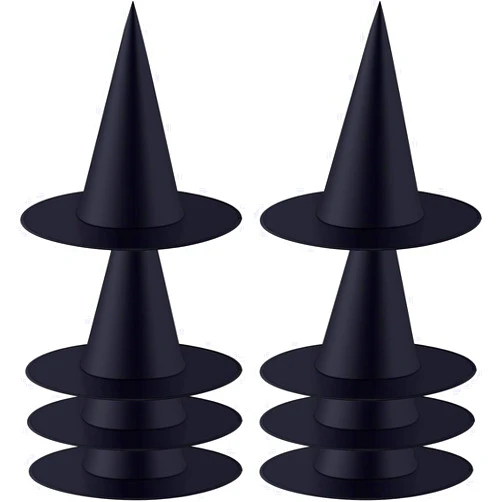 Tatuo 8 Pieces Halloween Witch Hats Witch Party Costume Accessory Black Hanging Wizard Hat Floating Porch Yard Decoration