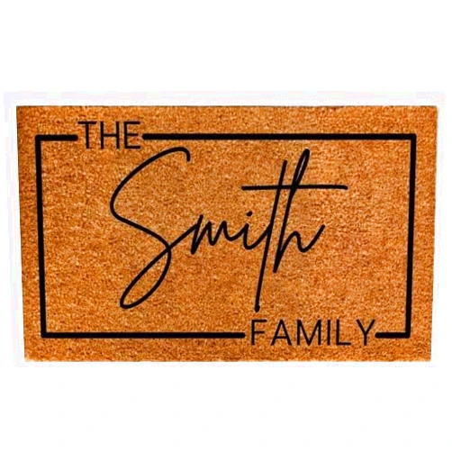 Camcam Custom Last Name Coir Doormat Couples Gift, Personalized Wedding Gift for Couple, Personalized Family Name Door Mat Easy to Clean, Spring Front Porch Entry Mats