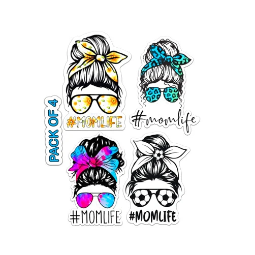 IMPERIAL VIBES – Mom Life Sticker – Vinyl Mom Life 24:7 Decal for Car, Truck, and Van – Removable Indoor & Outdoor Use for Laptop Sticker – Waterproof Decal for Window & Waterbottle – Pack of 4 Imp 40