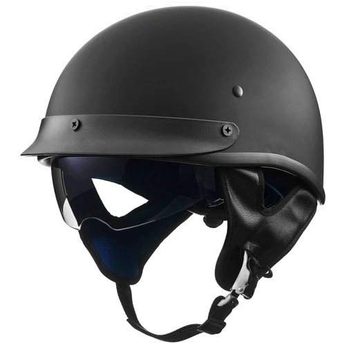 ILM Half Helmet Open Face Motorcycle Helmets for Moped Cruiser Scooter with Sun Visor, DOT Approved Model-210V (Matte Black, Large)
