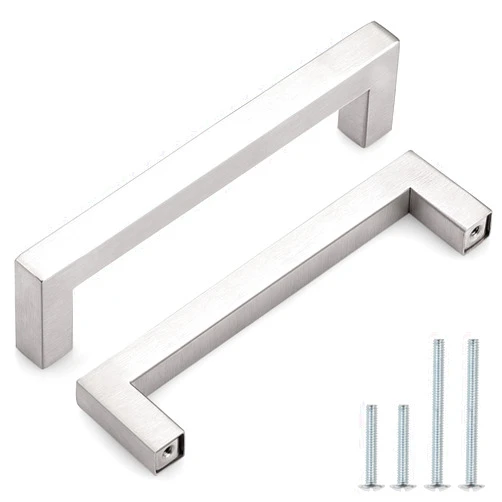 Probrico 30 Pack 5 Inch Kitchen Cabinet Handles Stainless Steel Drawer Dresser Pulls Cupboard Square Bar Pulls Brushed Nickel 5.5 Inch Total Length