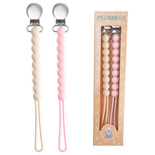 MORIBOX Pacifier Clip for Boys Girls - MORIBOX Paci Clip Soothe Baby Binky Holder for Shower Birthday Gift 2 Pack