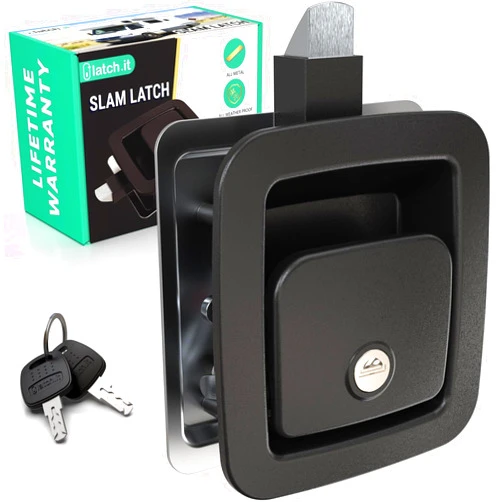 LATCH.IT RV Slam Latch | All Metal Storage Locks | Will NOT Replace BP-22 or Offset Models | Camper Compartment Latches | RV Storage Door Latch for 3.9 x 3.3 Lock Holes & 1.25-2 Inch Thick Doors