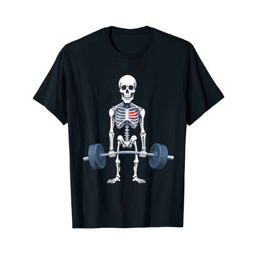 Funny Skeleton Deadlift Halloween Design Halloween Skeleton Deadlift Funny Fitness Weightlifting Gym T-Shirt