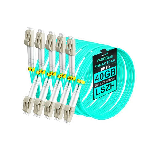 VANDESAIL Fiber Patch Cable, 10G 40G LC to LC Multimode OM3 Fiber Optical Patch Cable Duplex 50/125µm LSZH 3M 5Pack