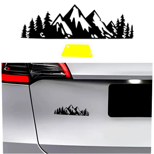 PACLVIO Vinyl Snow Mountain Tree Decal Sticker, Car Emblem Graphic, UV Protection and Waterproof Trunk Logo Decal Sticker, Car Exterior Accessories Universal for Autos, SUVs, Trucks Window Laptop