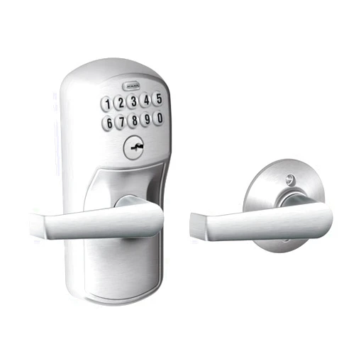 SCHLAGE FE575 PLY 626 ELA Plymouth Keypad Entry with Auto-Lock and Elan Levers, Brushed Chrome