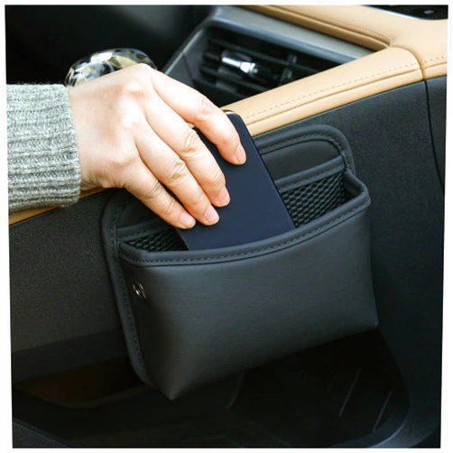 JEYODA Car Seat Side Storage Pocket, Small Organizer,PU Leather Multifunctional Console Side Organizer Bag for Phone, keys, sunglass,wallet,ect (Black)