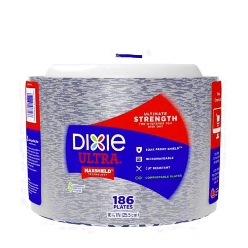 Generic Dixie's Ultra Paper Plate, 10-1/16 Inch, 186 Count, White