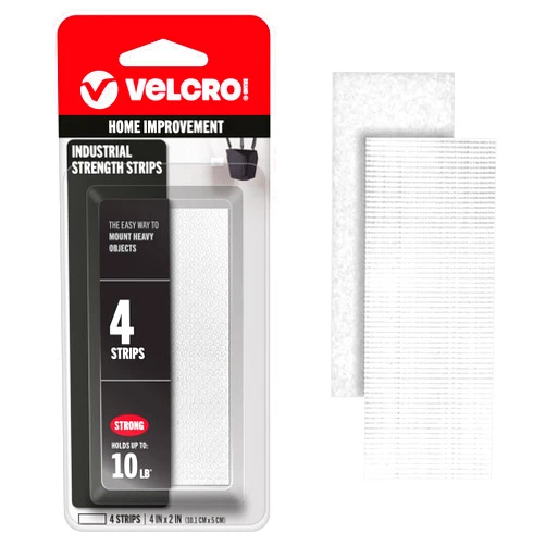 VELCRO Brand Heavy Duty Hook and Loop Strips with Adhesive | 4x2 Inch Wide Strong Fasteners| Holds 10 lbs | Stick-On Back | White Industrial Strength | VEL-30759-USA, White, 4 Sets