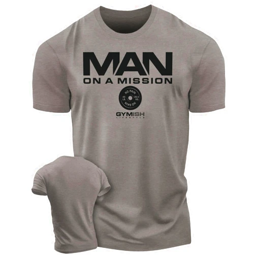 Gymish Lifestyle Man on Mission Workout Shirts for Men, Motivational Gym Funny Lifting T-Shirts