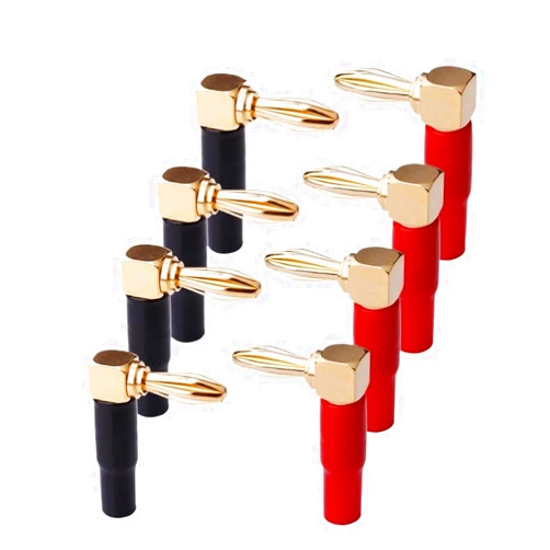 Lowmountainswere HFHYDZSW YYTCG 8Pcs Right Angle 90 Degree 4mm Banana Plug Screw L Type Compatible with The Binding Post Amplifiers Video Adapter Connector