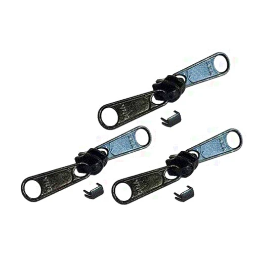 Zipperstop Zipper Repair Kit - #5 YKK Coil Nylon Non-Lock Double Pull Sliders - 3 Sliders Per Pack with Bottom Stoppers Included - Color: Black - Made in The United States