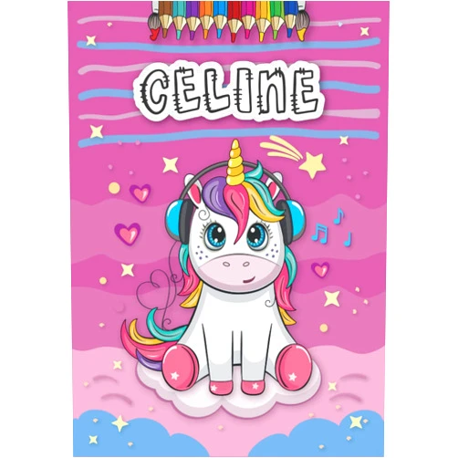 Peter USS Publishing Celine: Personalized Coloring Book for Celine | Theme: Unicorn | Birthday gift for girl, daughter ... | Ages: 4-8 | 25 unicorn designs with name Celine, Large size A4 (ca. 8.5 x 11 inches)