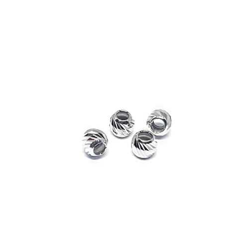 Rashbel 925 Sterling Silver Rhodium Plated 2.5mm Diamond Cut Beads Hole Size 1.2mm, 20 Pcs Classic Shiny Beads for Jewelry Making, Spacer Place Holder Extender Filler Beads for Chains, Jewelry Making Supplies