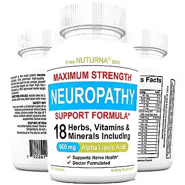 SimplyGood Nuturna Neuropathy Support Supplement with 600 mg Alpha Lipoic Acid Daily Dose - Peripheral Neuropathy - Feet Hand Legs Toe Support Formula with 18 Premium Ingredients - 120 Caps 30 Day Supply