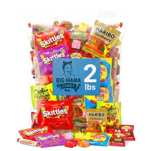 Big Mama Candy Variety Pack 2 lb - Bulk Assorted Candy Mix Individually Wrapped - Gummy, Sour & Chewy Candies for Party Favors, Pinata, Goodie Bags