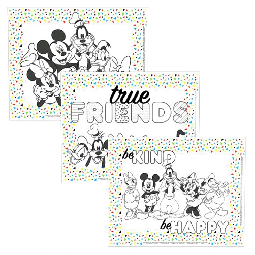 J.L. Childress Disney Baby by J.L. Childress ColorMe Disposable Placemats, 24 Pack - Paper Stick-On Placemats with Coloring Fun - Airplane Tray Table Kids Activity Sheet - Long Flight Essentials