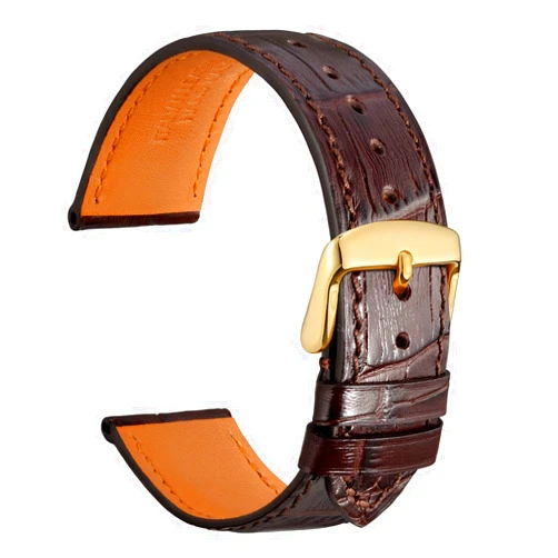 WOCCI Watch Bands, Italian Leather, Embossed Alligator Grain, Choose Color & Width 14mm 18mm 19mm 20mm 21mm 22mm