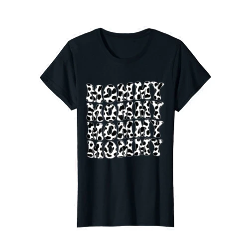 Cow Print Groovy Matching Family Apparel Mommy Cow Print Groovy Family Matching Mother's Day T-Shirt