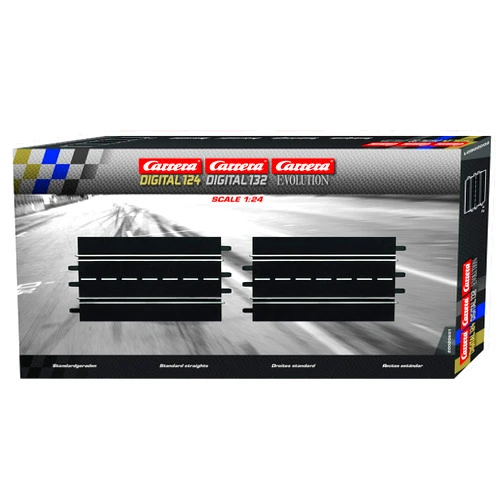 Carrera 20601 2-Pack of 13.58-in. Straights add on Expansion Accessory Pack Set Compatible with Evolution, Digital 132, and Digital 124 Slot car Tracks