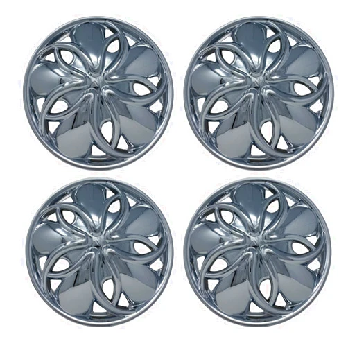 C.P.R. 912 Universal Wheel Cover ABS Wheel Skins Set 14 inch Chrome Hub Caps -Set of 4 (14 inch , Chrome)