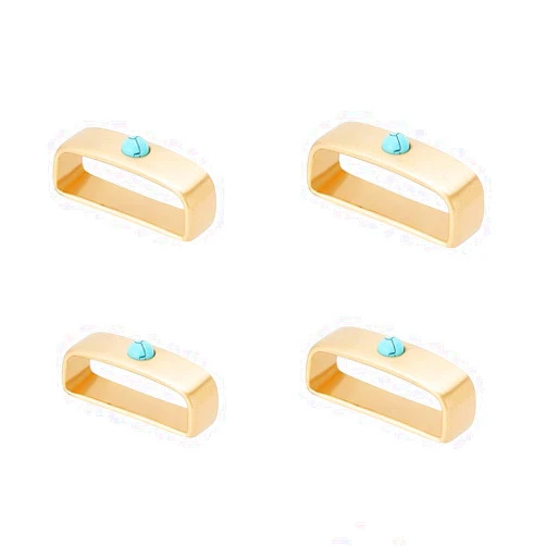 WADORN 2 Style Brass Belt Loop Keeper, 4pcs Synthetic Turquoise Loop Belt Keepers Rectangle Bag Straps Holder for Belt Bag Straps Luggage Straps, Golden,Inner Diameter: 12x36.5mm/12x40mm