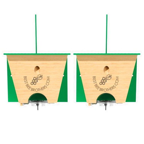 Best Bee Brothers Turbo Trap 2.0, Professional-Grade Carpenter Bee Trap for Outside with Bee Vault, Large Viewport & Spring-Loaded Door, 4.1” W x 4.8” H x 5.9” D (2 Pack)