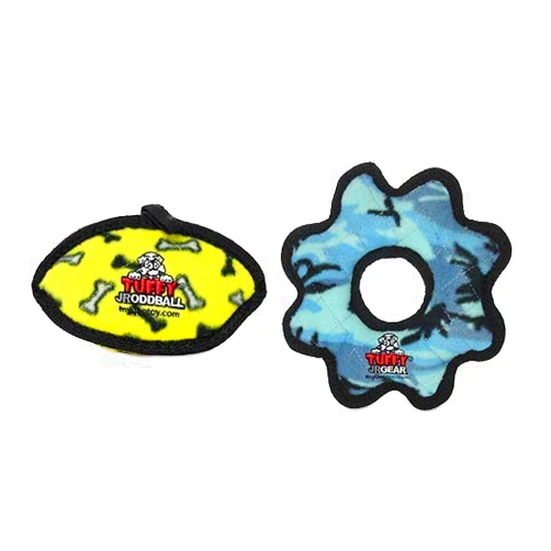 TUFFY- World's Tuffest Soft Dog Toy- Ultimate Gear Ring-Squeakers-Multiple Layers.Made Durable,Strong & Tough.Interactive Play(Tug,Toss & Fetch).Machine Washable & Floats (Junior, Combo Pack #2)