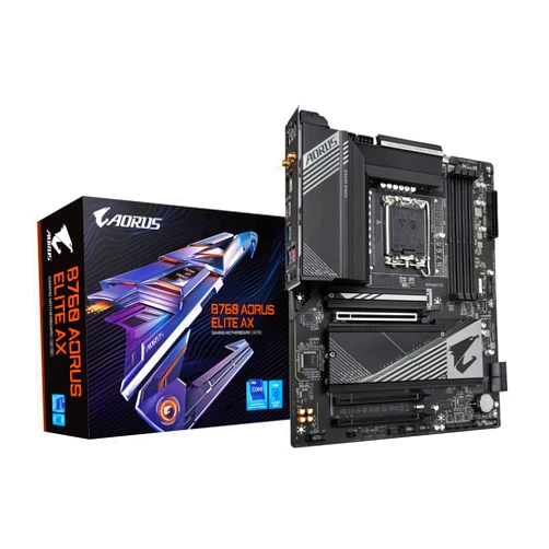 GIGABYTE B760 AORUS Elite AX (LGA 1700/ Intel/ B760/ ATX/ DDR5/ Triple M.2/ PCIe 4.0/ USB 3.2 Gen2X2 Type-C/WiFi 6E/ 2.5GbE LAN/Q-Flash Plus/PCIe EZ-Latch/Gaming Motherboard)