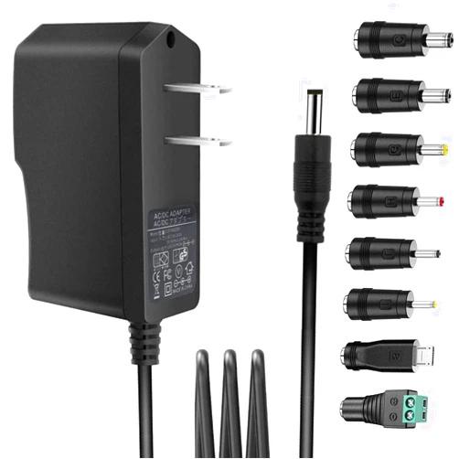 GuanTing Universal AC Adapter 6V 2A Power Supply with 8 DC Plug Tips 12W AC110V to DC6V 2000mA 1500mA 1000mA 500mA Power Driver for Digital Blood Pressure Monitor Charger 6volt AC DC Adapter (DC6V-2A)