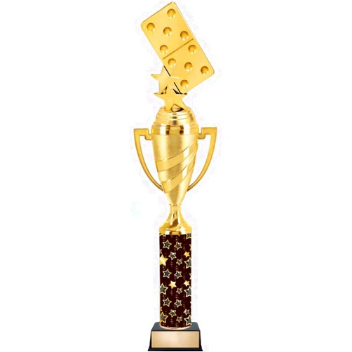 Crown Awards Personalized Black Starlite Dominoes Trophy, 14.8