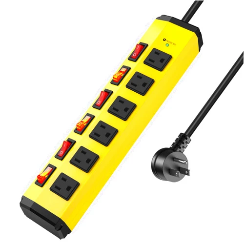ANNQUAN 6 Outlet Metal Power Strip with 6 Individual Switches,Heavy Duty Power Strip 1200J 15A 6FT Cord Home Office Industrial Commercial Shop