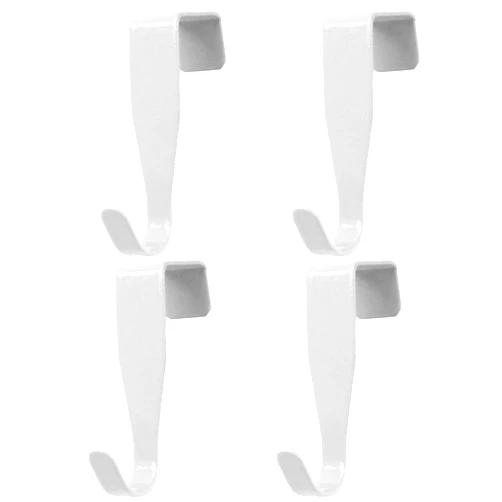 Hordion 4Pack Over Cabinet Door Hook, Carbon Steel Hanger Hook Over The Door Drawer Hooks for Kitchen Cabinet Bathroom Door, White