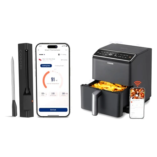 COSORI Wireless Meat Thermomete + 12-in-1 Dual Blaze Air Fryer