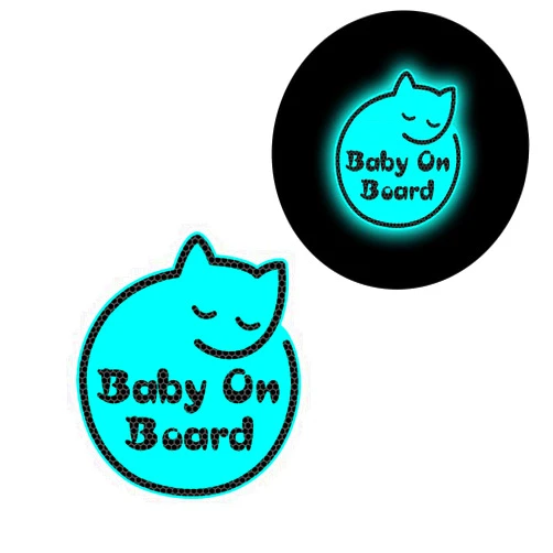 Nouiroy Baby on Board Stickers for Cars,Sleeping Cat Sticker Reflective Baby Caution Decals and Stickers 6.10 * 6.95in Bumper Sticker Safety Warning Sign Vinyl Sticker (Sky Blue)