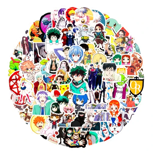 Generic 100pcs Mixed Anime Stickers for Teens Laptops,Cool Trendy Popular Classic Cartoon Stickers Colorful Waterproof Vinyl Decals for Water Bottle Skateboard Bumper Journal Phone Luggage