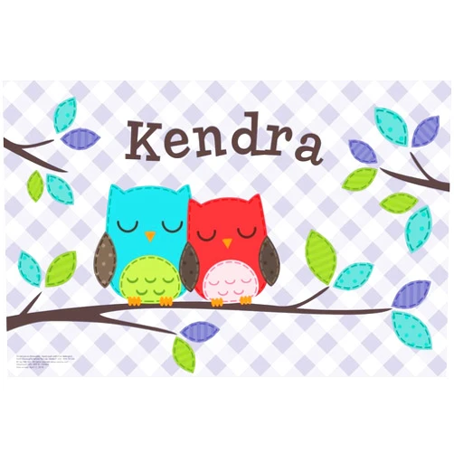 I See Me! Personalized Placemat for Kids, Gingham Owl - I See Me!