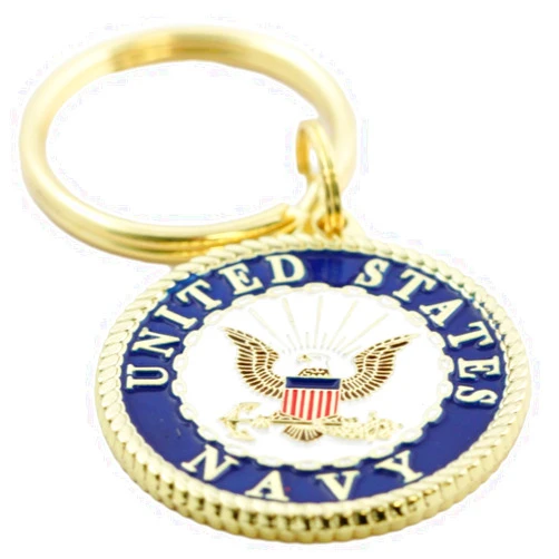Eagle Emblems, Inc. EEC, Inc. US Navy Crest Keychain Patriotic Key Rings Military Gifts Collectibles Men Women, Blue, 1 1/2