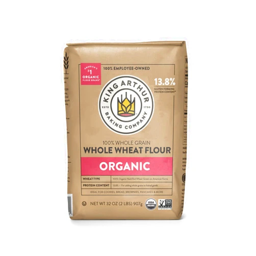 King Arthur, 100% Organic Whole Wheat Flour, 100% Whole Grain, Non-GMO Project Verified, 2 Pounds (Pack of 12)
