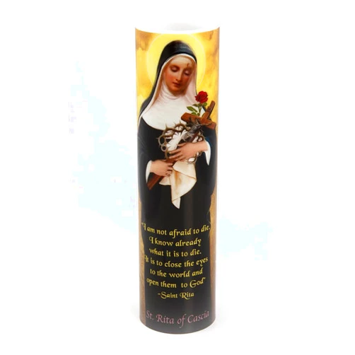 THE SAINTS COLLECTION Saint Rita of Casci, LED Flameless Devotional Prayer Candle