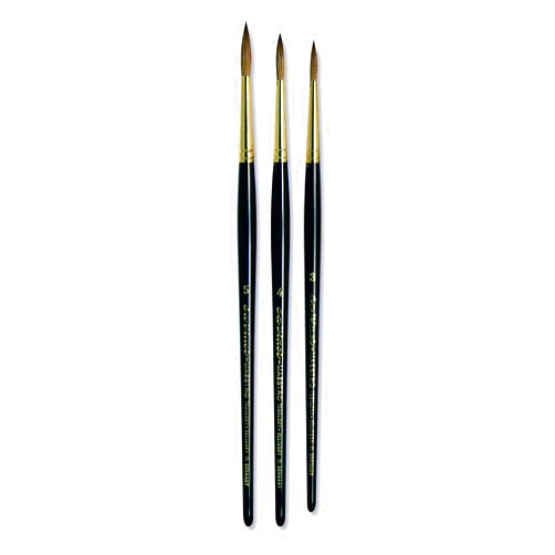 da Vinci Brushes Watercolor Set 5546a2 - Series 11 Maestro Kolinsky Red Sable 3 Brush Set - Full Belly Rounds - Sizes 3, 4 & 5