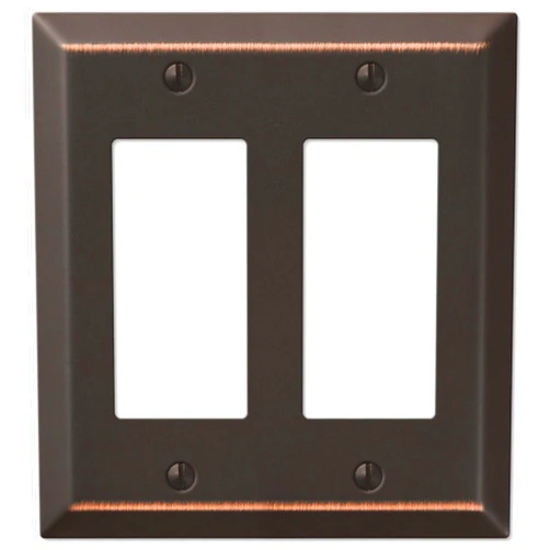 Amerelle Century Double Rocker Steel Wallplate in Aged Bronze