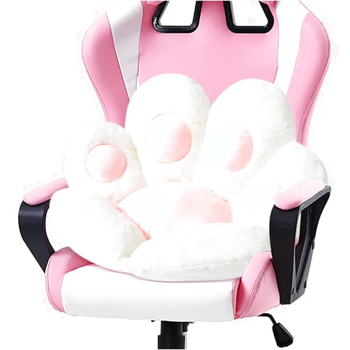 Ditucu Cat Paw Cushion Kawaii Chair Cushions 27.5 x 23.6 inch Cute Stuff Seat Pad Comfy Lazy Sofa Office Floor Pillow for Gaming Chairs Room Decor White